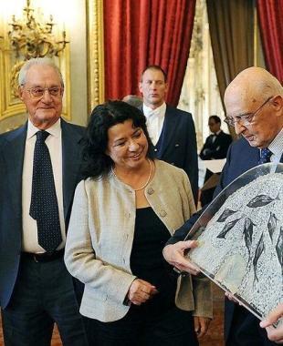 Paolo Ferruzzi elbano e direttore vicario allAccademia di Belle Arti di Roma alla cerimonia del Ventaglio dello scorso anno   