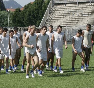 Andrea Bellini e un momento di un allenamento durante la prima settimana fatta allo stadio Lungobisenzio 