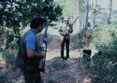 Cacciatori in azione nel bosco 