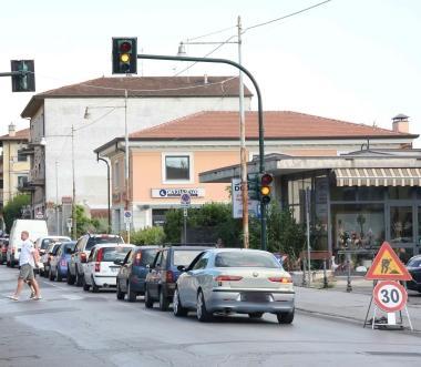 Il traffico su via Oberdan 