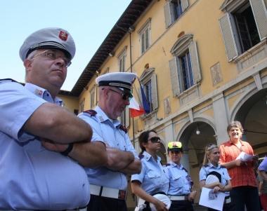 I vigili urbani durante lo sciopero     