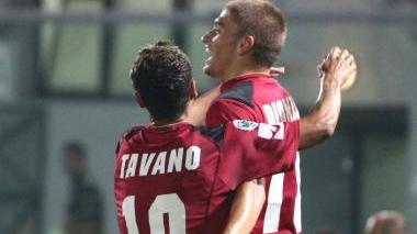 <b>UOMINI-GOL.</b> Tavano che festeggia Dionisi dopo la rete segnata al Torino in coppa Italia Tra i due c’è già feeling