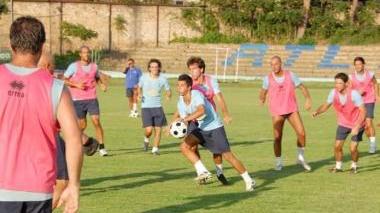Una fase delle sedute di allenamento del Piombino