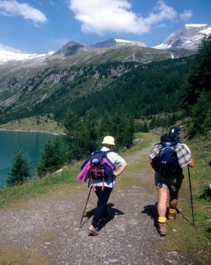 Escursionisti su un sentiero di montagna 