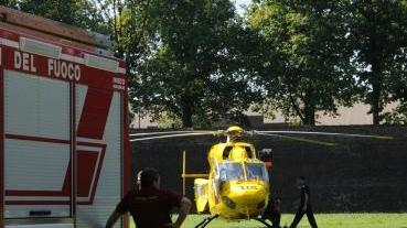 L’arrivo al Balilla del Pegaso che ha soccorso il ferito
