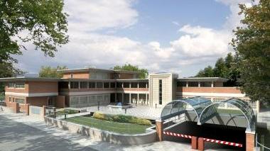 <b>CROCE BIANCA.</b> Roni e, in alto il progetto della sede