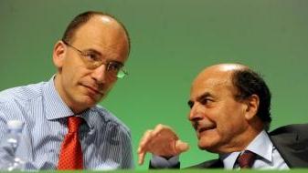 Enrico Letta e Pierluigi Bersani, i due leader della maggioranza Pd, ma non così a Pisa