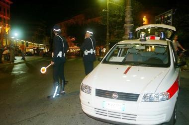 Un posto di blocco dei vigili urbani    