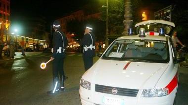 Un posto di blocco dei vigili urbani