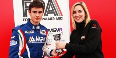 Tommaso Menchini premiato dopo una gara 