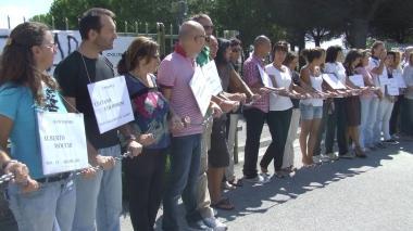 La protesta dei lavoratori della C-Global a Ospedaletto