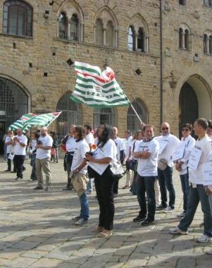 Un momento della protesta 