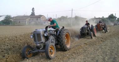 Alcuni campi che vengono arati 