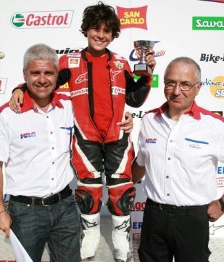 <b>TALENTO. </b>Manuel Doria sul podio e in pista  
