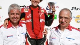 <b>TALENTO. </b>Manuel Doria sul podio e in pista