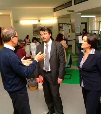 Un momento della visita del presidente Baccelli  