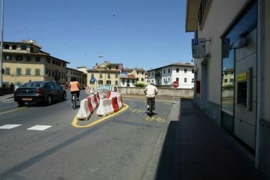 La pista ciclabile nel centro di Montelupo Fiorentino 