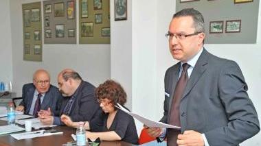 In alto Stefano Morandi il giorno in cui è stato eletto alla presidenza camerale