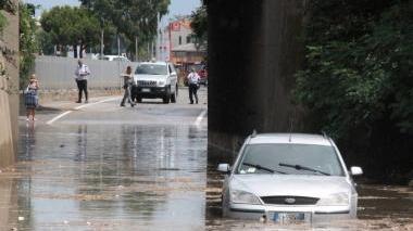 <b>ALLERTA.</b> Un’auto sommersa dall’acqua nel sottopasso in via Firenze (foto archivio)