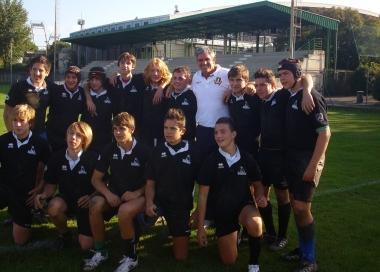 Foto di gruppo per i giovani U.16 dei Cavalieri con Nick Mallett 
