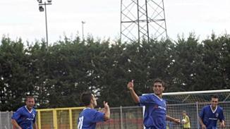 L’esultanza dei giocatori del Borgo, sempre più leader del campionato