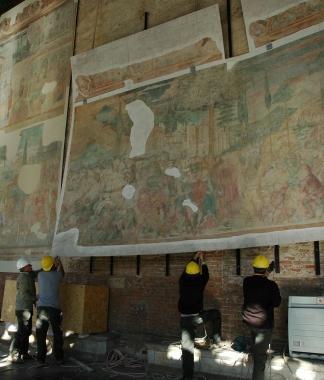 Lintervento di ancoraggio alle pareti del Camposanto degli affreschi restaurati   