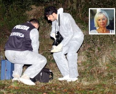 La polizia sul luogo dove venne ritrovato il corpo senza vita di Mara Furlan (nella foto piccola) 