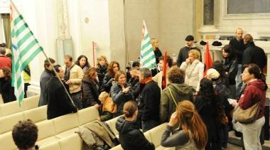 Dipendenti del Giglio in sciopero Rsu e sindacalisti occupano ieri mattina il San Girolamo che doveva ospitare iniziative legate a Lucca Comics