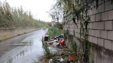 La discarica lungo via Argine Destro ad Avenza