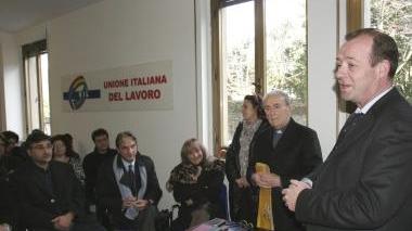 Un momento della cerimonia alla Uil