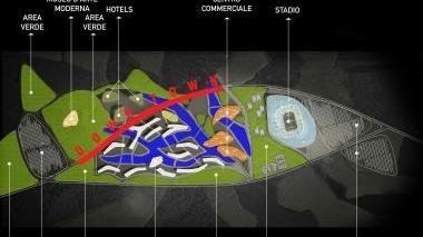Il plastico della Cittadella Viola: il progetto della famiglia Della Valle attende ancora una sua collocazione