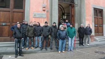 I dipendenti Unicoop ieri davanti all’Autorità Portuale