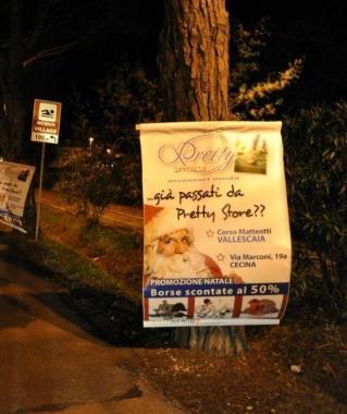 Manifesto attaccato a un pino 