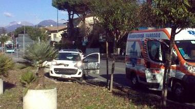 <b>INCIDENTE.</b> L’auto dopo l’impatto