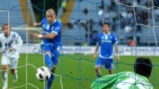 Il gol segnato su rigore da Claudio Coralli nel match contro l’Atalanta