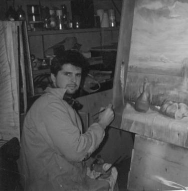 Leonardo Gori al lavoro nel suo studio 