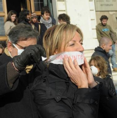 Un momento della protesta 