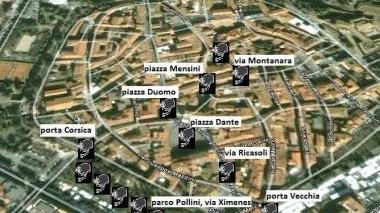 <strong>TELECAMERE E LUMINARIE </strong>A sinistra la mappa degli occhi elettronici in arrivo A destra, luci in piazza Baccarini