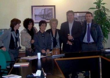 La giunta durante la conferenza stampa di ieri mattina 