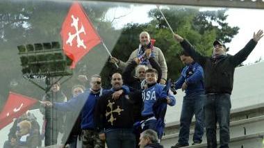 I pullman per la trasferta di Roma