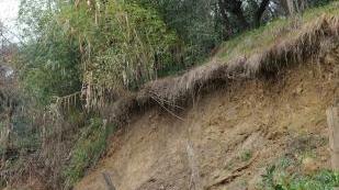 La frana della collina in via Lungomonte a Montecalvoli