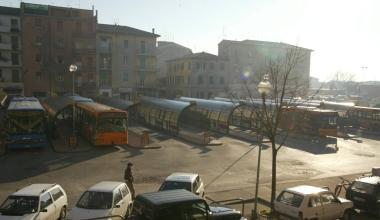 Una veduta aerea della stazione degli autobus 