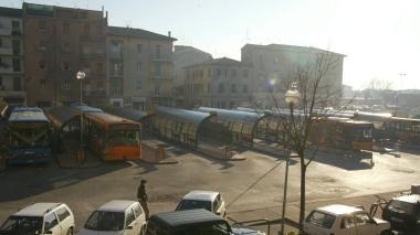 Una veduta aerea della stazione degli autobus