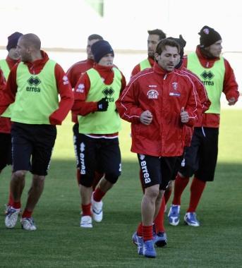 Una fase dellallenamento di ieri 