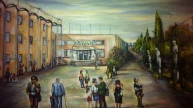 Il quadro di Carli che riproduce proprio l’Hotel Granduca in cui si svolge la mostra