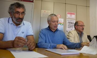 Da sinistra: Marcello Casati (Uilm-Uil), Angelo Mangino (Fim-Cisl) e Marcello Franchi (Fiom-Cgil) 
