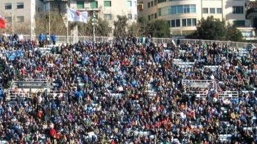 I pullman dei tifosi per la gara del Flaminio