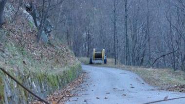 Il cavo teso nei boschi lungo la Corsonna