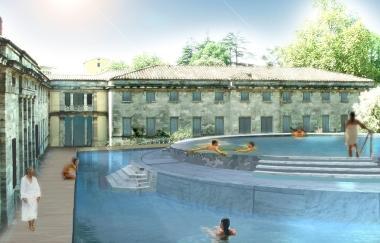Un rendering della futura piscina termale alle Leopoldine 