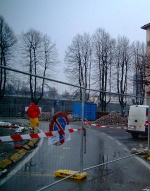 I lavori per fare il parcheggio 